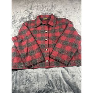 Vintage 90s David Paul New‎ York  Jacket Womens Size L Red Buffalo Plaid